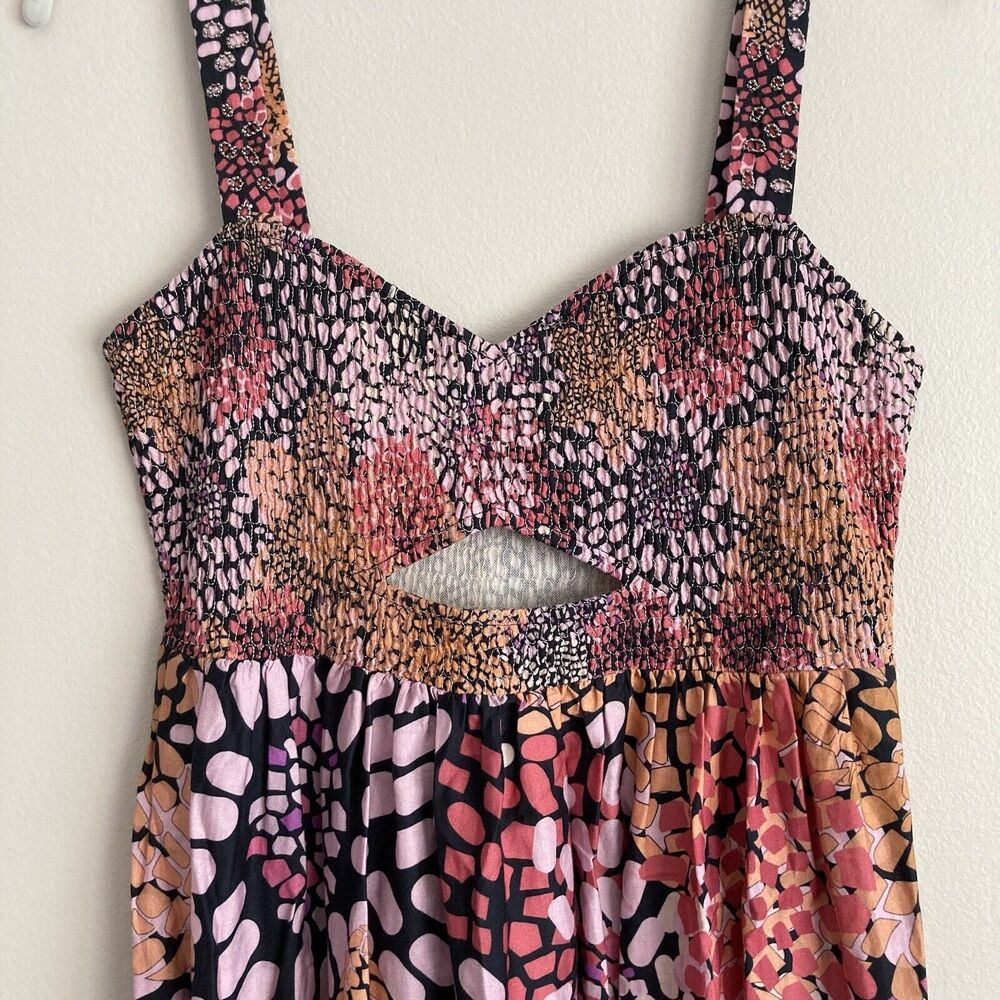 Anthropologie Geisha Designs Smocked Maxi Dress Size XS Cut Out Front - Picture 4 of 13